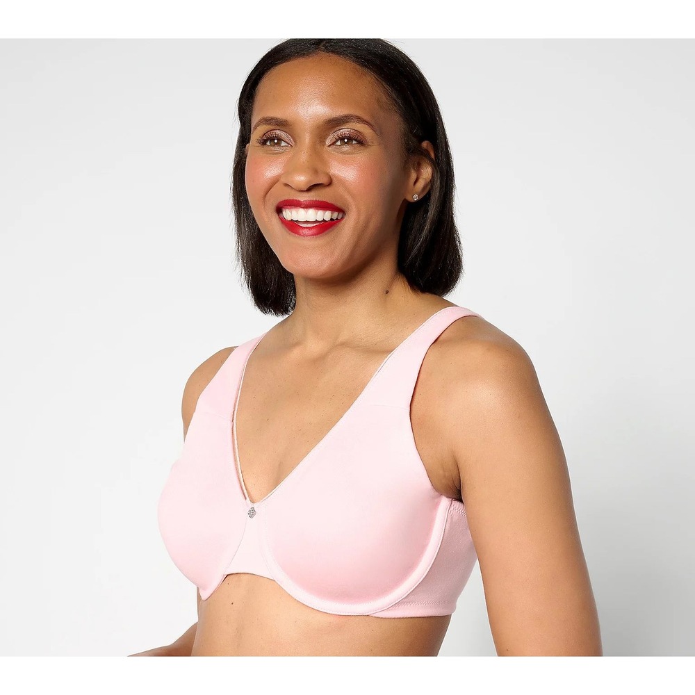 Breezies 48C Cotton Stretch Underwire Minimizer Bra Pink UltimAir Full Coverage